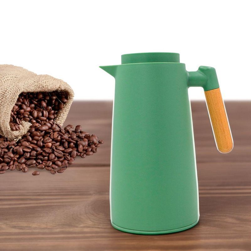 Garrafa Termica Jarra Inox Cafe Cha 1 Litro Cabo Madeira Verde