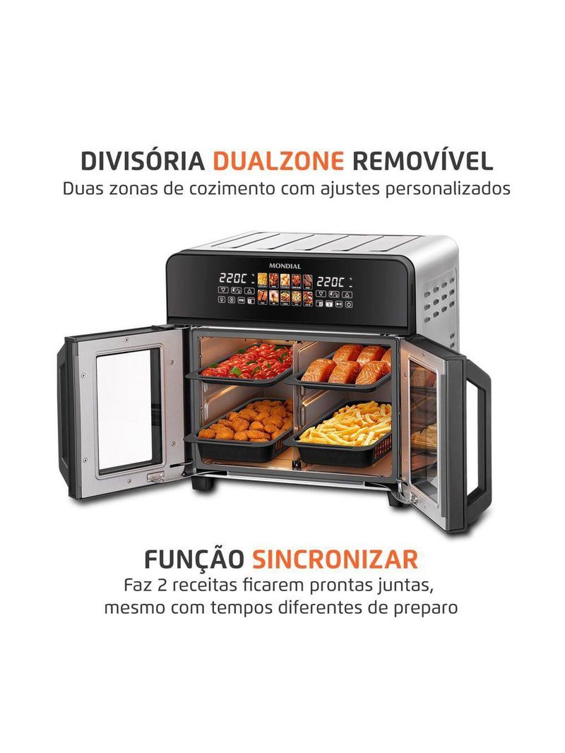 Air Fryer Forno 25L French Door Mondial Preto/inox 2000W AFDO-25L-FD 110V