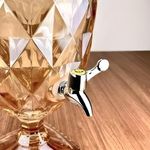 Suqueira Cristal 4,5 Litros Dourada Diamond Dispenser De Vidro