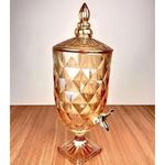 Suqueira Cristal 4,5 Litros Dourada Diamond Dispenser De Vidro