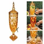 Suqueira Cristal 4,5 Litros Dourada Diamond Dispenser De Vidro