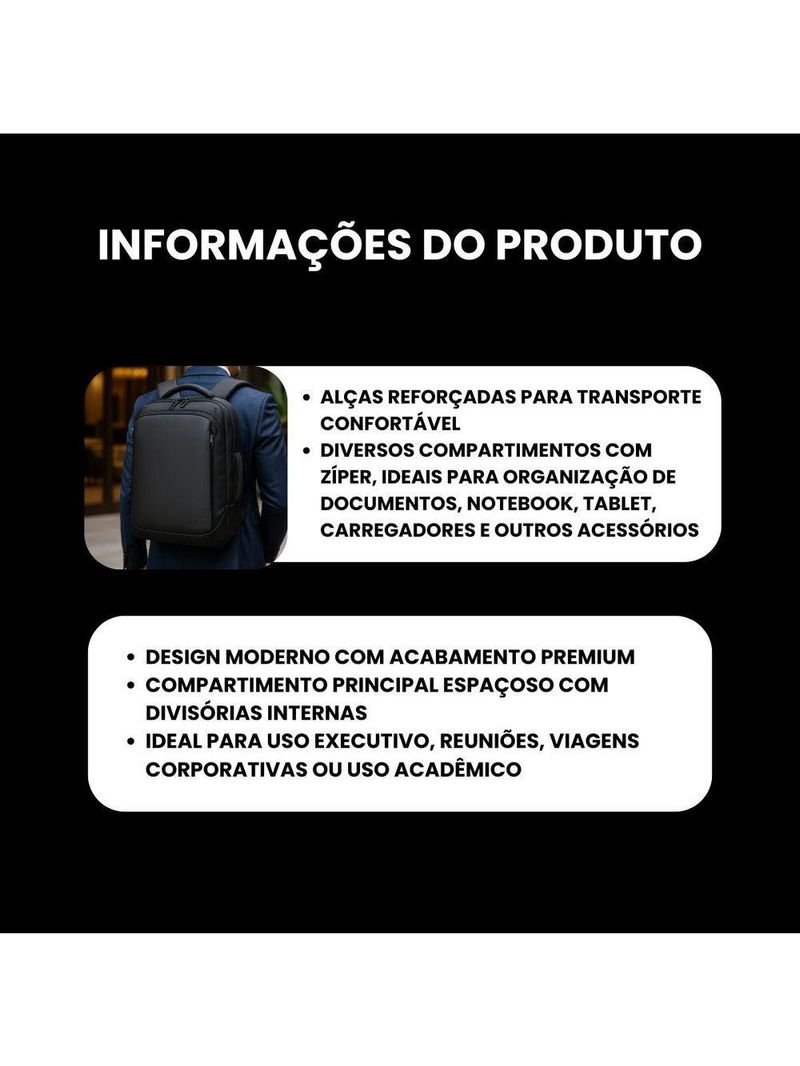 Mochila Masculina Para Notebook 17 E Laptop Executiva Impermeável E Reforçada Mit Intract Cor Mit 5