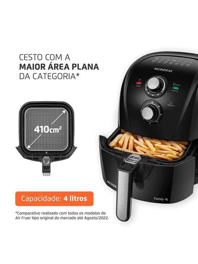 Fritadeira elétrica sem Óleo air fryer mondial family afn40fb 4l preta