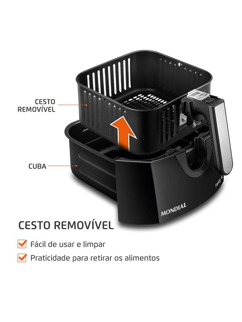 Fritadeira elétrica sem Óleo air fryer mondial family afn40fb 4l preta