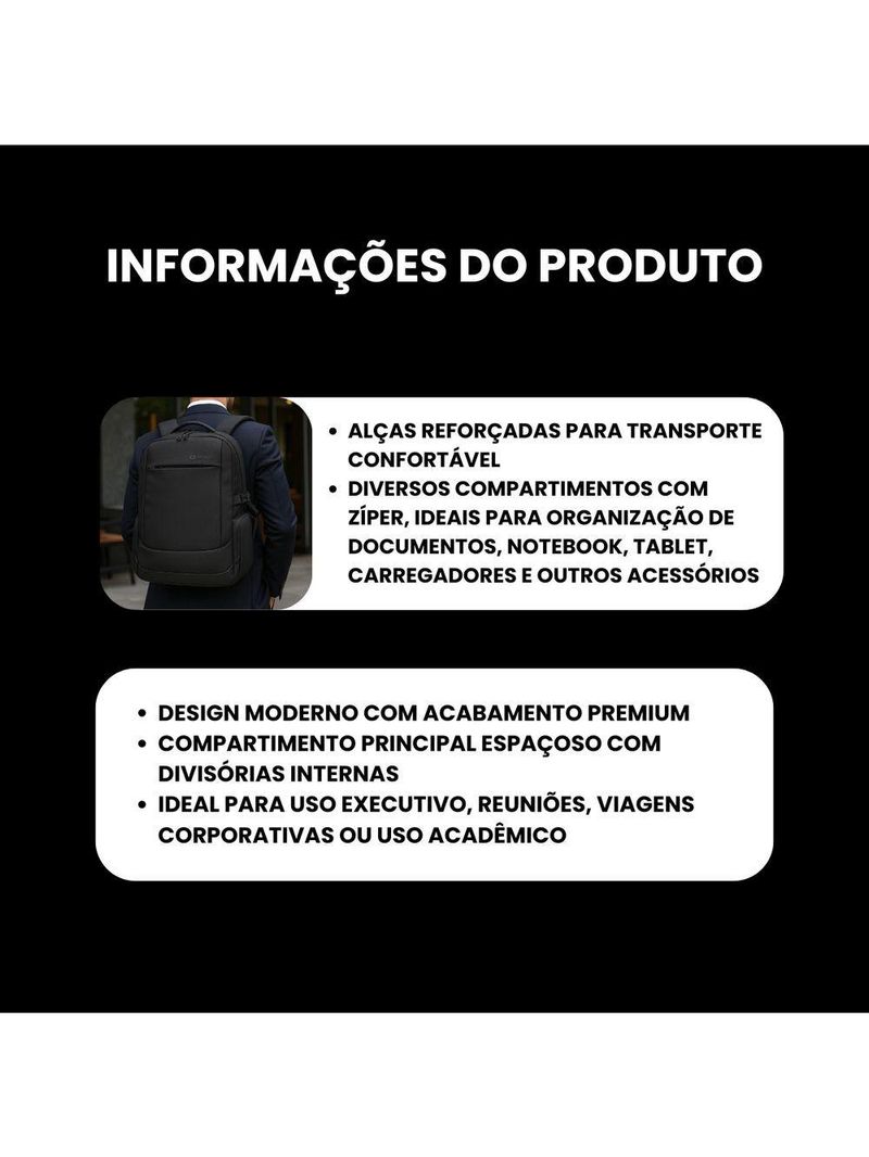 Mochila Masculina Para Notebook 17 E Laptop Executiva Impermeável E Reforçada Mit Intract Cor Mit 6