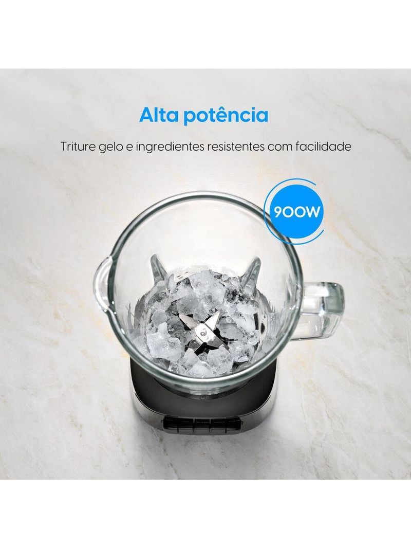 Liquidificador elgin super force preto 900w 3 velocidades jarra de vidro 1,9l função pulsar