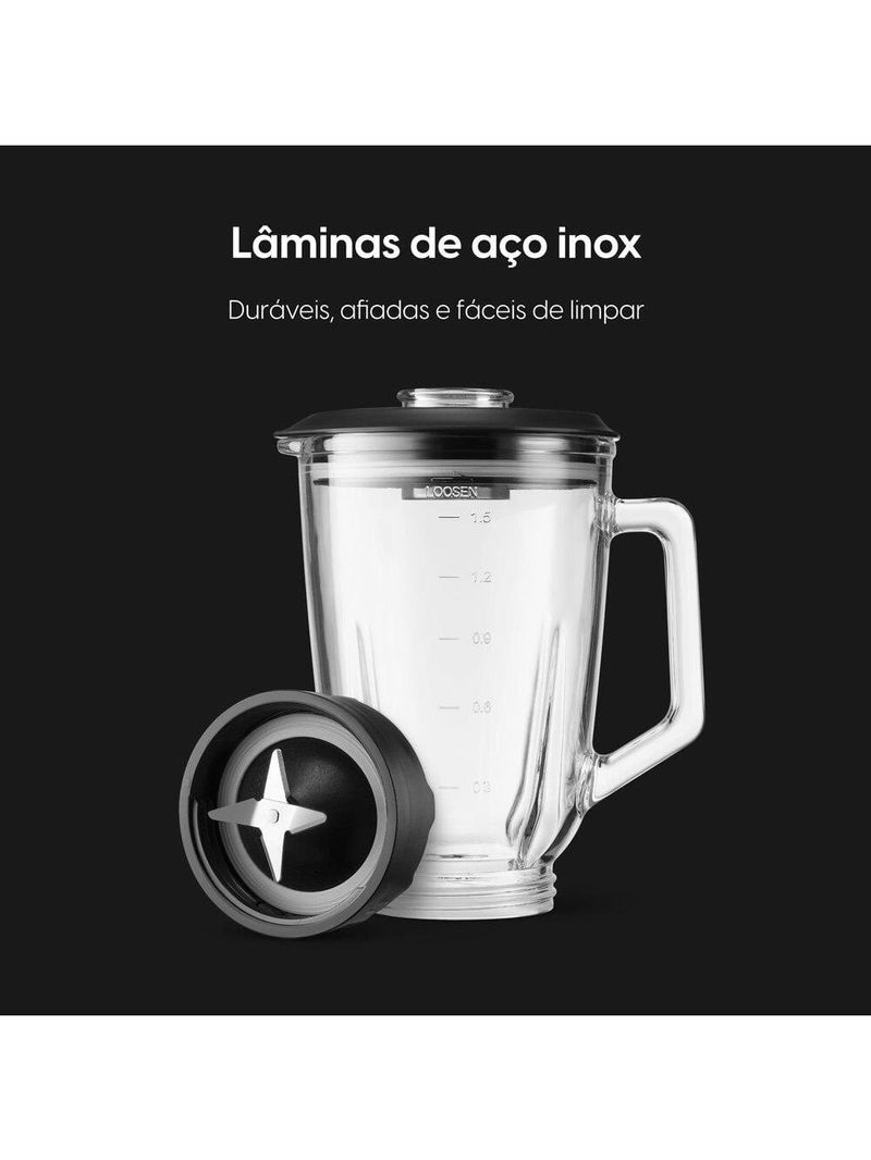 Liquidificador elgin super force preto 900w 3 velocidades jarra de vidro 1,9l função pulsar