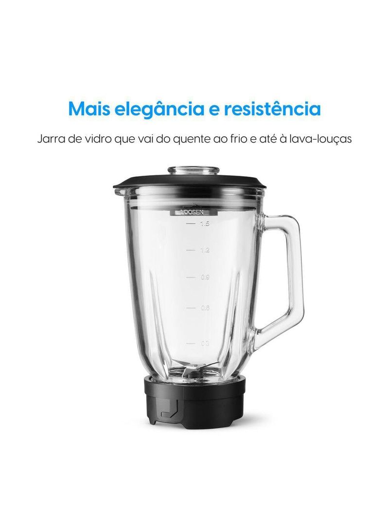 Liquidificador elgin super force preto 900w 3 velocidades jarra de vidro 1,9l função pulsar