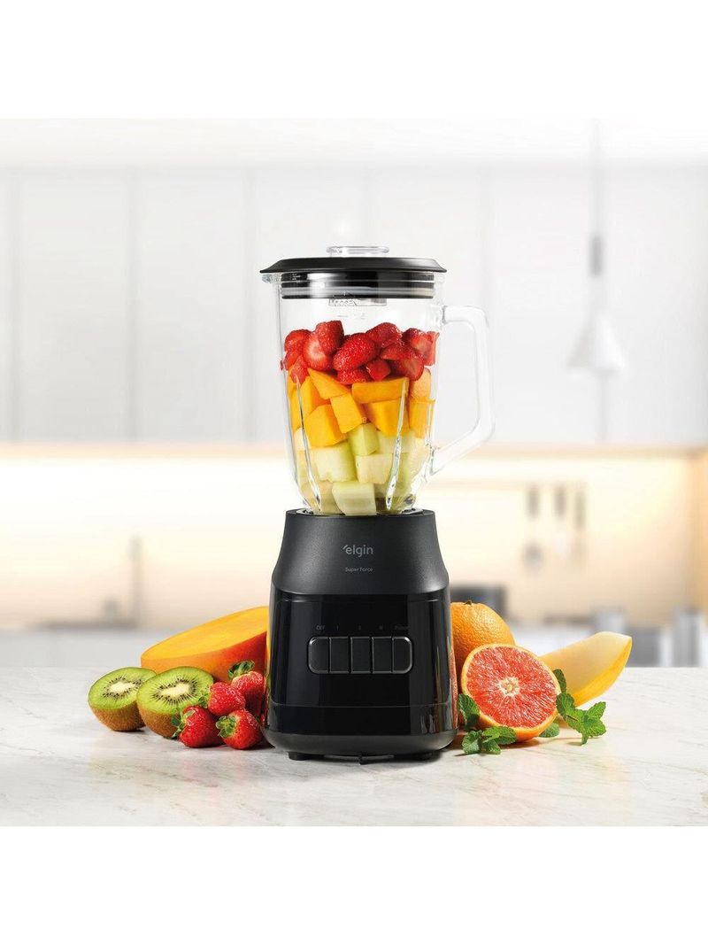 Liquidificador elgin super force preto 900w 3 velocidades jarra de vidro 1,9l função pulsar