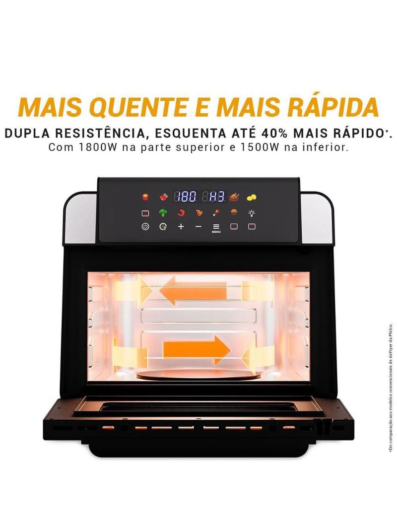 Fritadeira elétrica air fryer philco oven paf15b 15l preta