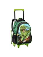 Kit Escolar Mochila Lancheira E Estojo Meninos Dinossauro Alça De Costas Reforçada - Trex - Denlex Verde Escuro