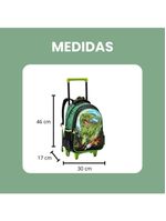 Kit Escolar Mochila Lancheira E Estojo Meninos Dinossauro Alça De Costas Reforçada - Trex - Denlex Verde Escuro
