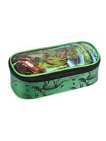 Kit Escolar Mochila Lancheira E Estojo Meninos Dinossauro Alça De Costas Reforçada - Trex - Denlex Verde Escuro