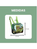 Kit Escolar Mochila Lancheira E Estojo Meninos Dinossauro Alça De Costas Reforçada - Trex - Denlex Verde Escuro