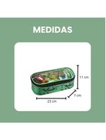 Kit Escolar Mochila Lancheira E Estojo Meninos Dinossauro Alça De Costas Reforçada - Trex - Denlex Verde Escuro