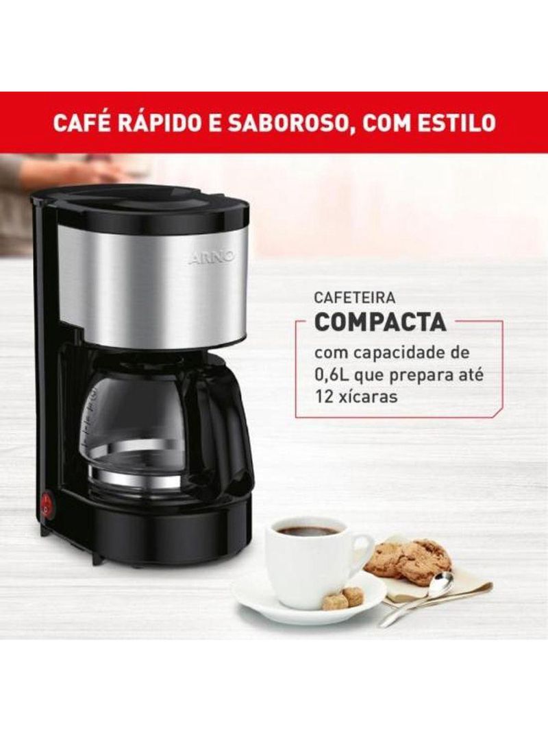 Cafeteira Elétrica Arno Perfectta Inox 600ml Jarra De Vidro 127v