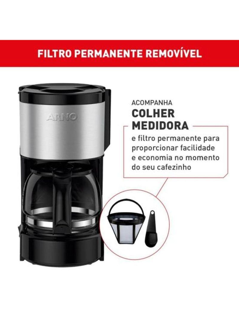 Cafeteira Elétrica Arno Perfectta Inox 600ml Jarra De Vidro 127v