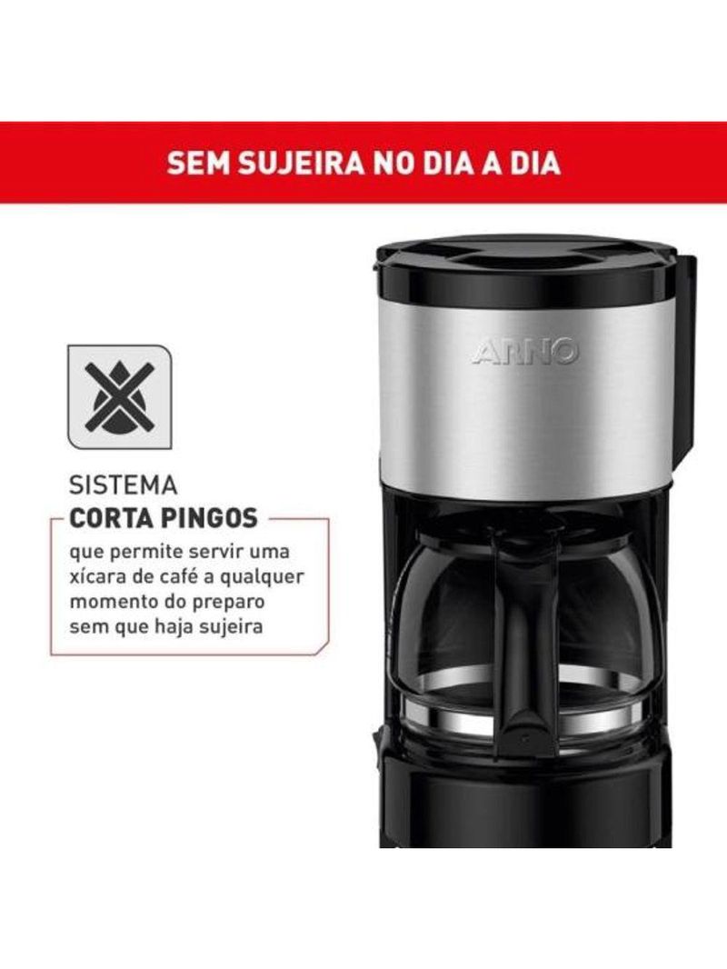 Cafeteira Elétrica Arno Perfectta Inox 600ml Jarra De Vidro 127v