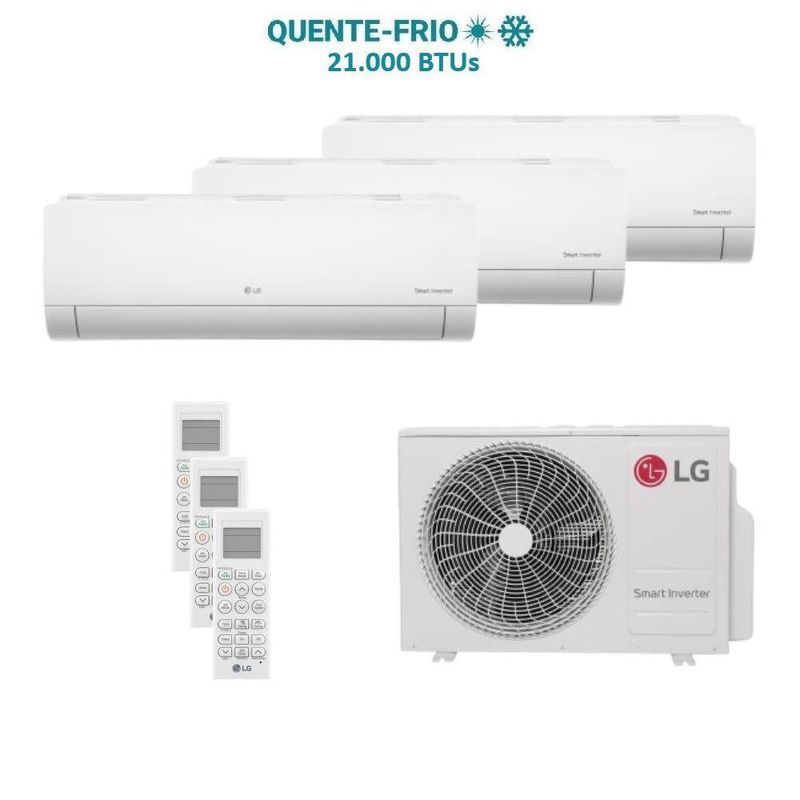 Ar Condicionado Tri Split LG 21000 BTUs (HW 07K+07K+09K) Quente e Frio Inverter 220V R32 Z3UW21GFB1AWGZBR1