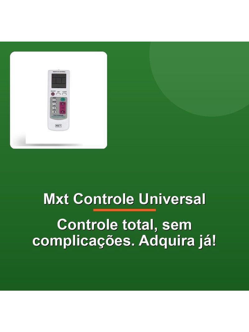 Controle Remoto Mxt Ar Condicionado Universal Onetouch