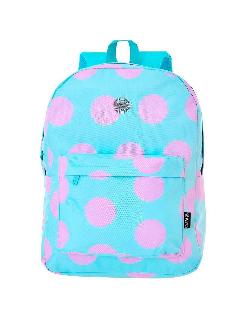 Mochila De Costas Feminina Juvenil Básica Bolinhas Cor:verde