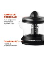 Espremedor De Frutas Premiun E-02 Mondial Com Dupla Rotação E Jarra 1,25 Litros Preto 220V