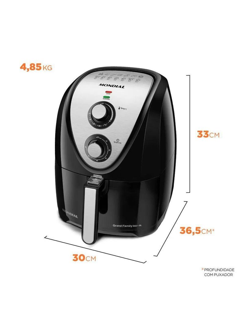 Fritadeira Elétrica Air Fryer Afn50bi 5 Litros Mondial Preta 127v