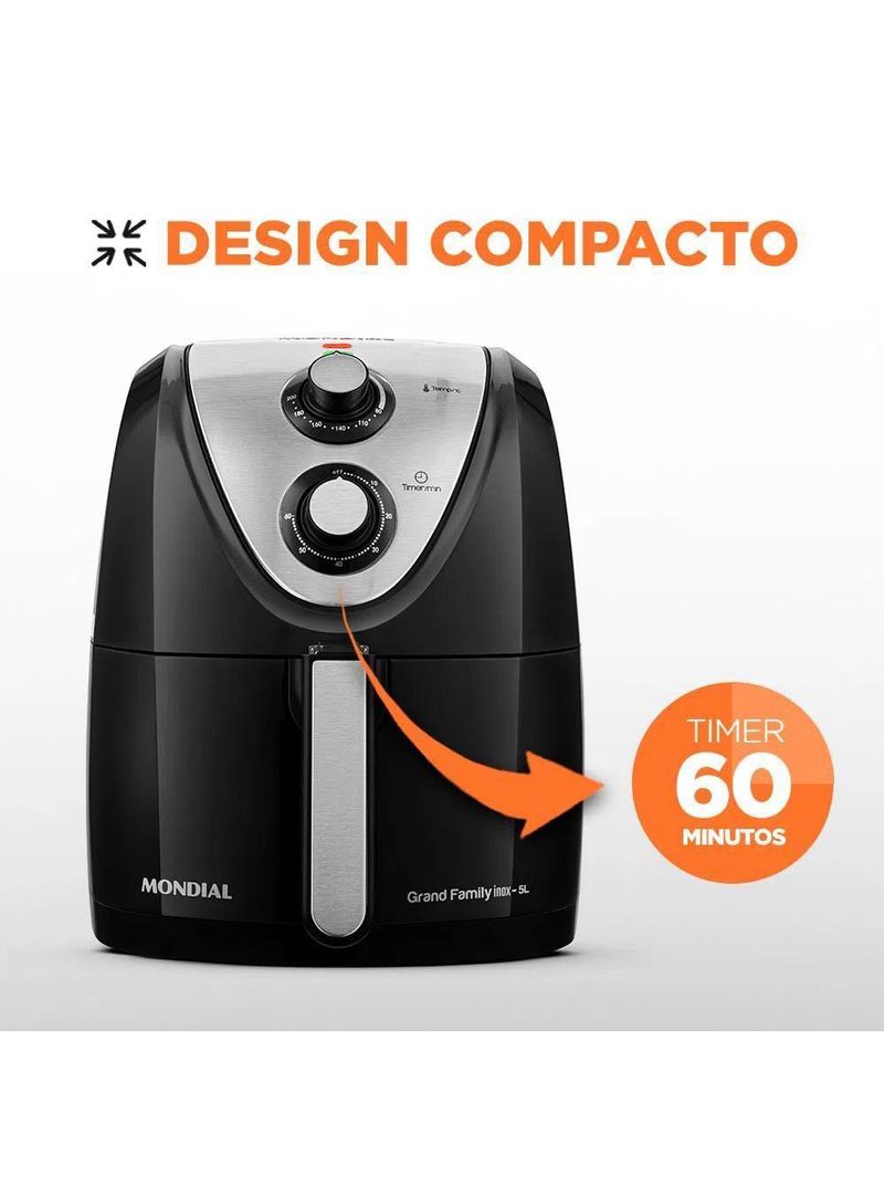 Fritadeira Elétrica Air Fryer Afn50bi 5 Litros Mondial Preta 127v