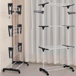 Varal De Chao 4 Andares Cabideiro Dobravel Rodinhas Portatil