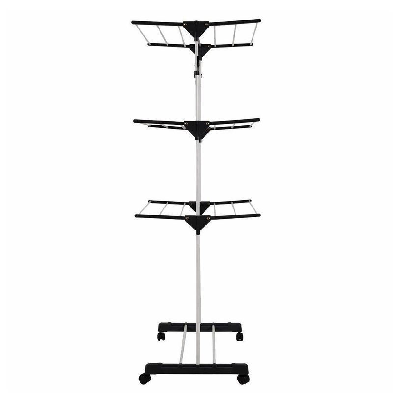 Varal De Chao 4 Andares Cabideiro Dobravel Rodinhas Portatil