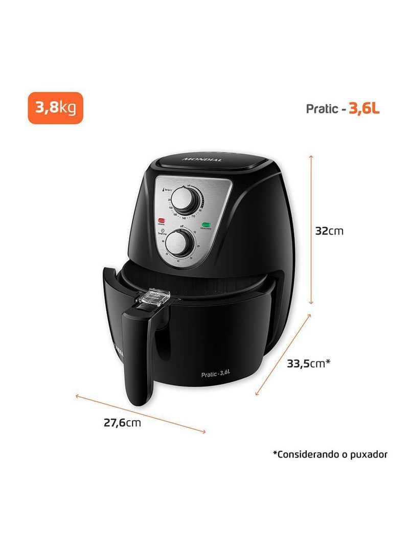 Fritadeira Sem óleo Air Fryer Pratic 3,6L Mondial AF-36-BI 110V/60HZ