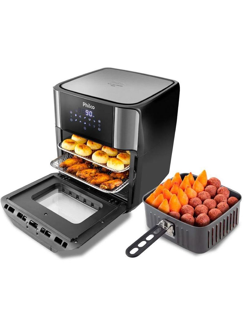 Fritadeira Air Fryer 2 Em 1 Com 12 Litros, Philco Preta 127v