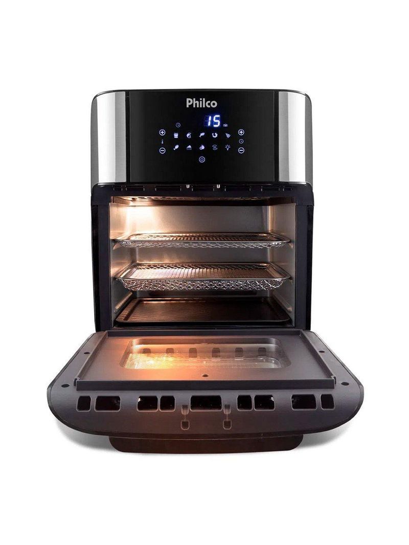 Fritadeira Air Fryer 2 Em 1 Com 12 Litros, Philco Preta 127v