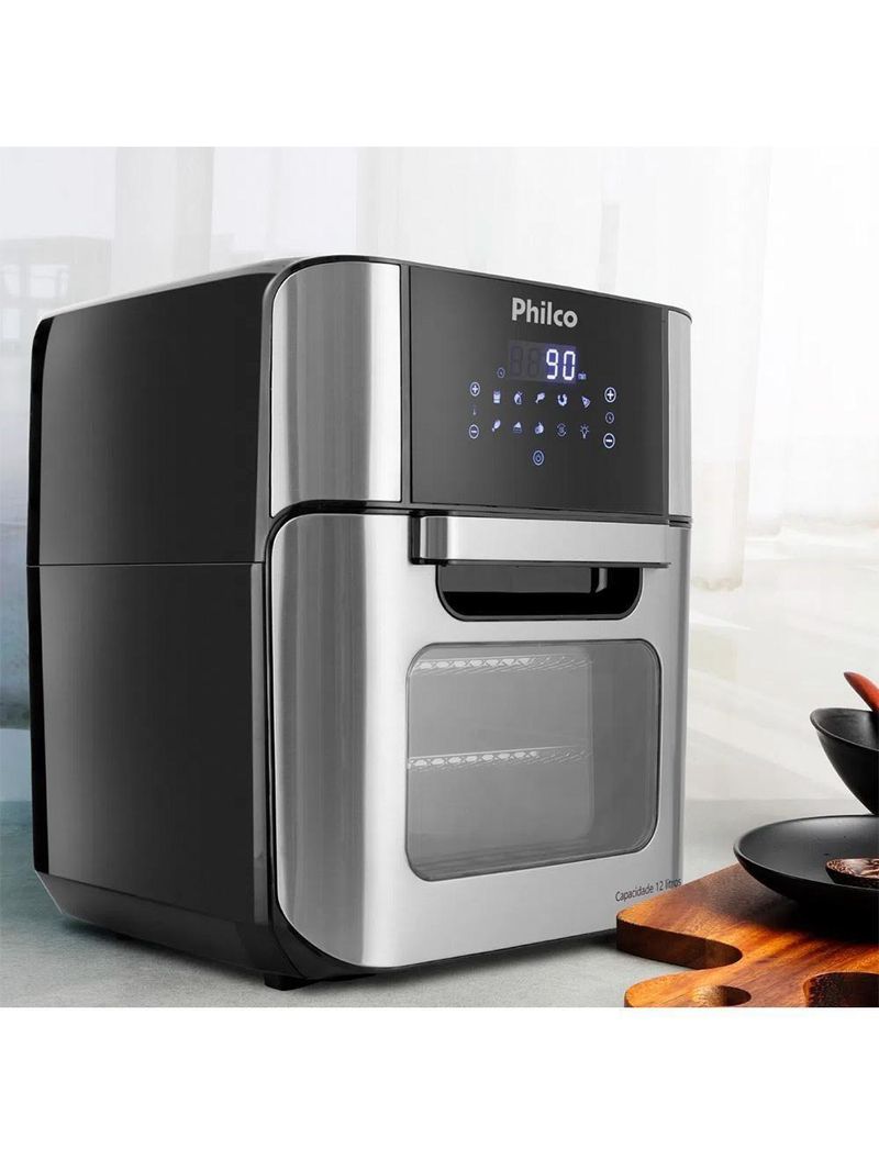 Fritadeira Air Fryer 2 Em 1 Com 12 Litros, Philco Preta 127v