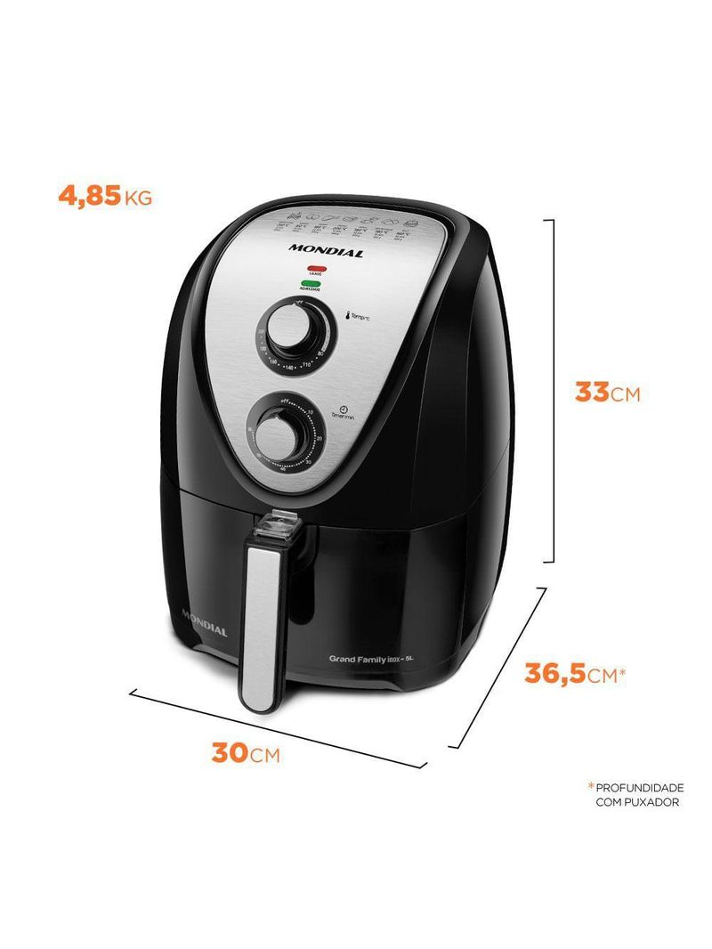 Fritadeira Air Fryer 5 Litros Afn-50-bi Mondial Afn-50-bi 220v-60hz