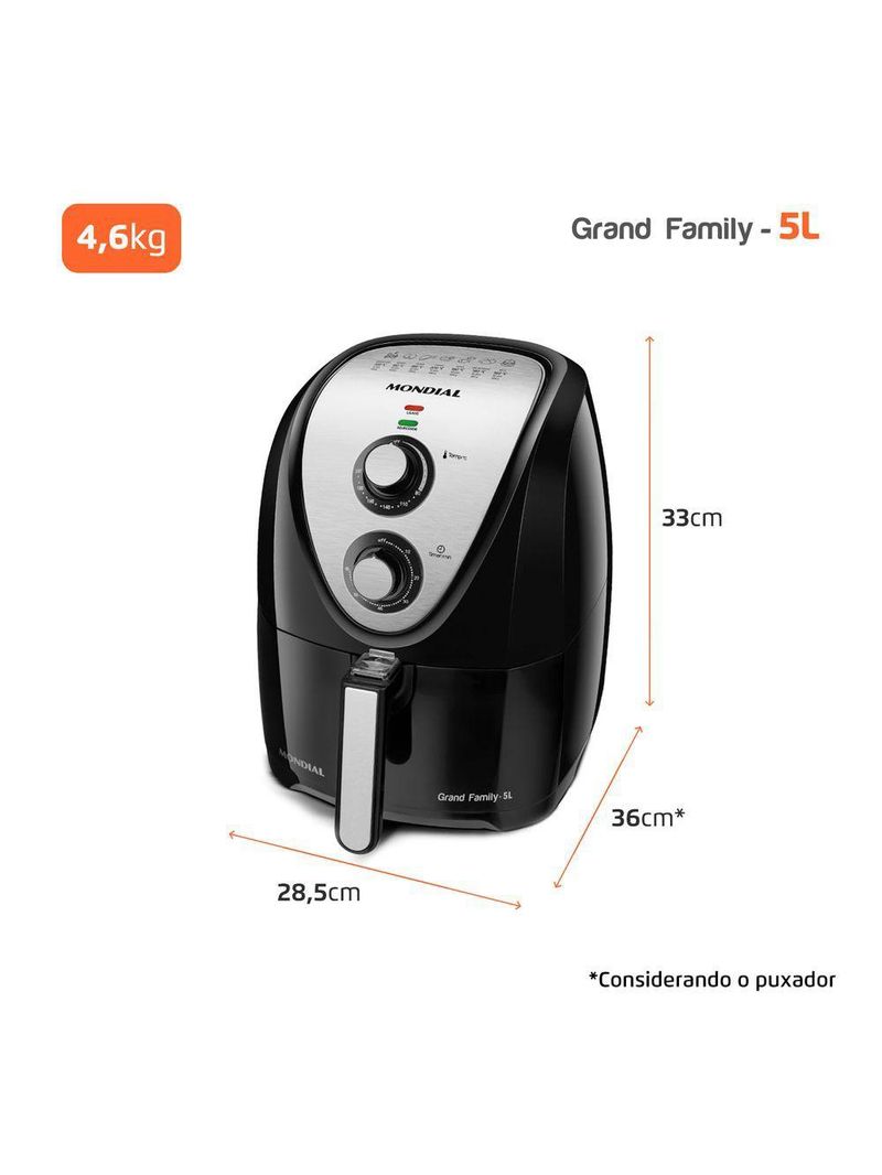 Fritadeira Air Fryer 5 Litros Afn-50-bi Mondial Afn-50-bi 220v-60hz