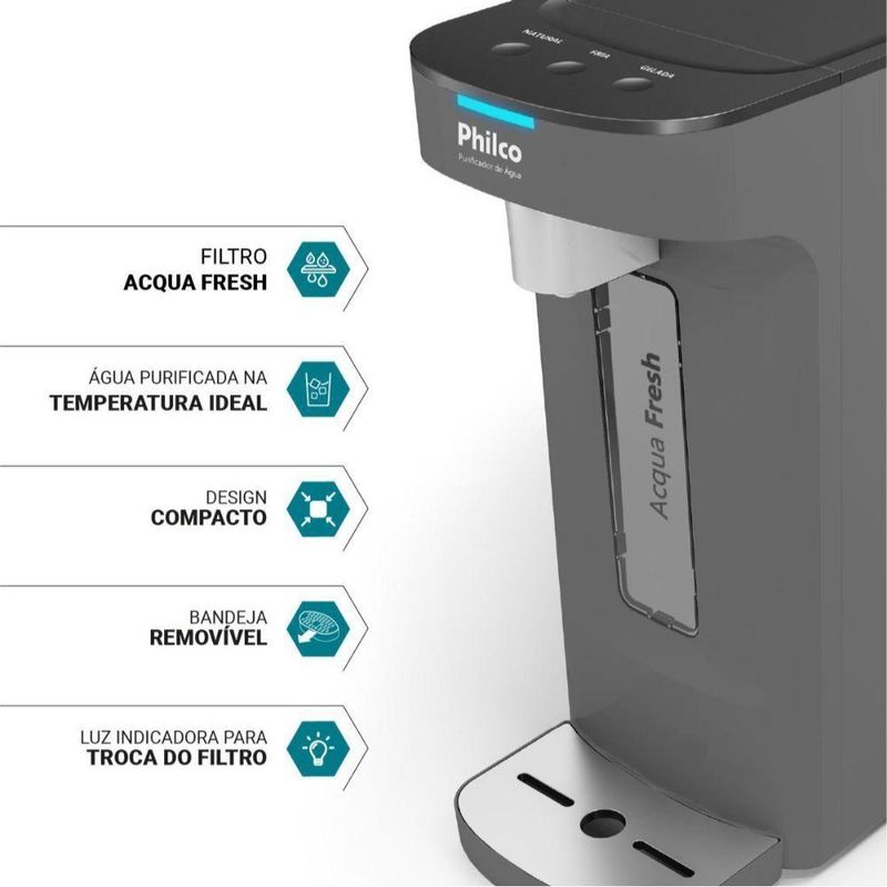Purificador De água Natural E Gelada Philco PPU12C Cinza Bivolt