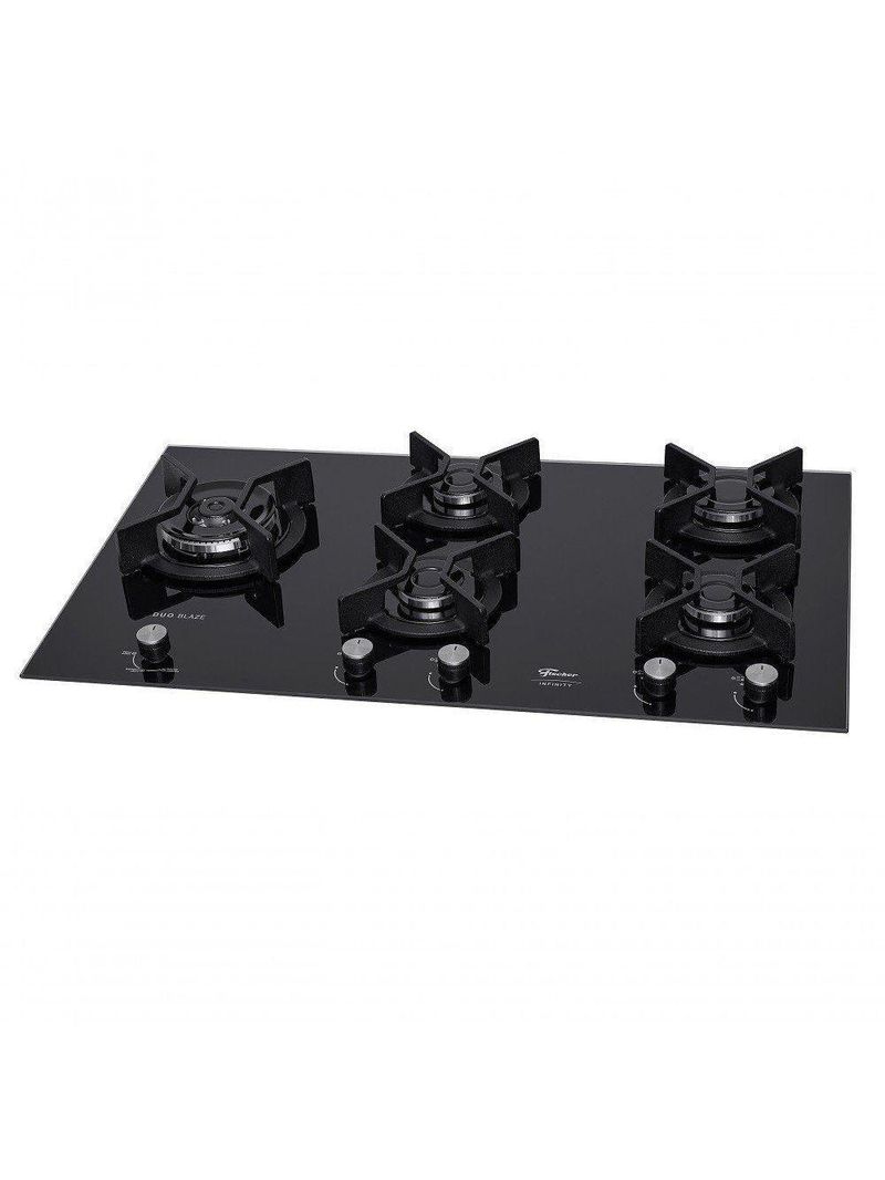 Fogão Cooktop Fischer 5q Tc Infinity Duo Blaze Gás Mesa Vidro 31800 Bivolt