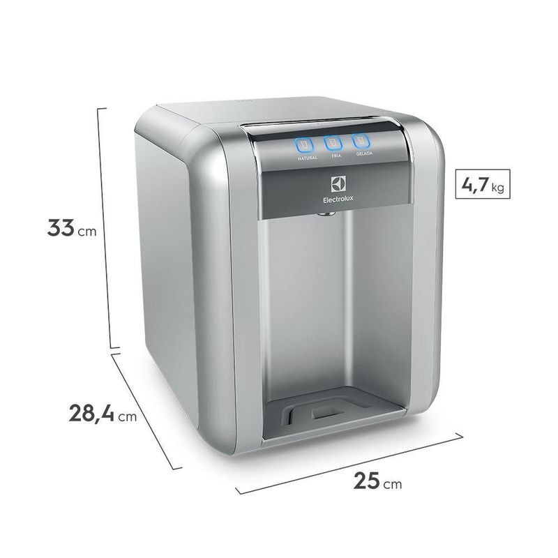 Purificador de Água de Parede Electrolux PE11X com Painel Touch Água Natural Gelada e Fria Prata