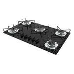 Cooktop 5 Bocas Terim Vidro Preto Com 6 Apoios Preto Bivolt
