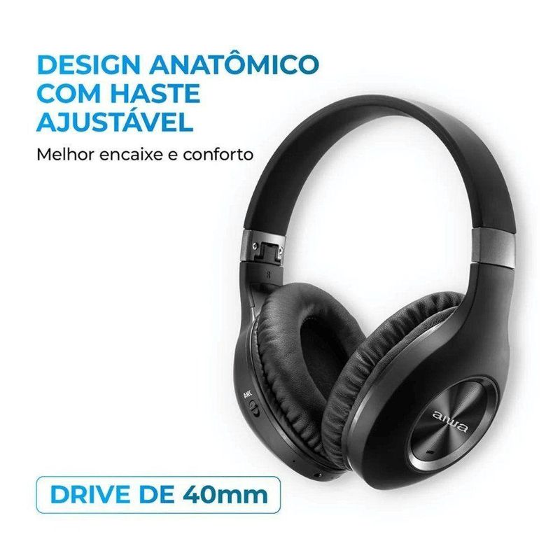 Fone De Ouvido Aiwa Hp-02-b Bluetooth Anc
