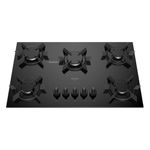 Cooktop a Gás Dako Pratiko 5 Bocas Vidro Temperado com Trempe Ferro Fundido Preto Bivolt