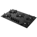 Cooktop a Gás Dako Pratiko 5 Bocas Vidro Temperado com Trempe Ferro Fundido Preto Bivolt