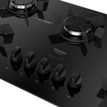 Cooktop a Gás Dako Pratiko 5 Bocas Vidro Temperado com Trempe Ferro Fundido Preto Bivolt