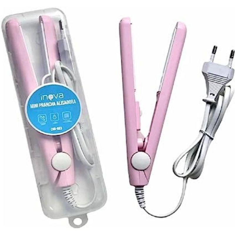 Mini Prancha Portátil Chapinha Até 160°C Thor Bivolt com Case Protetor