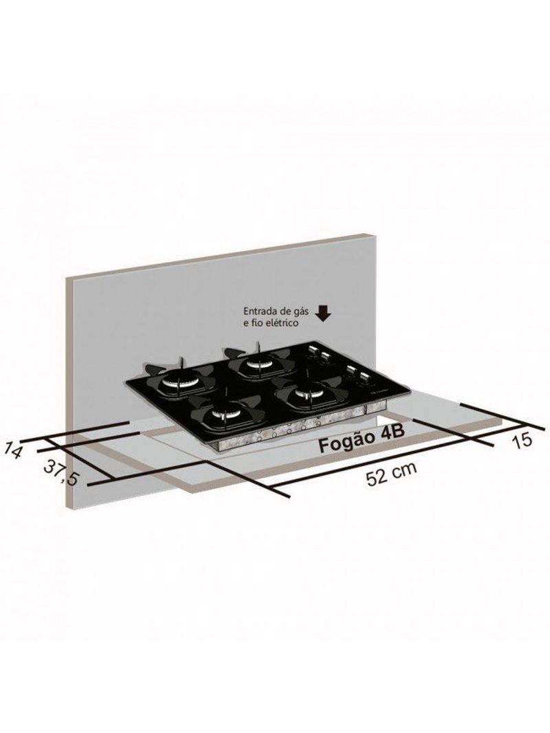 Fogão Cooktop Ultra Chama - 04 Bocas - Mueller Preto