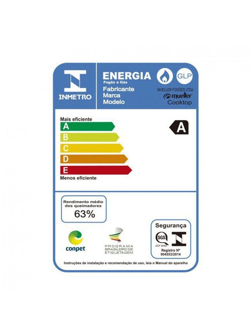 Fogão Cooktop Ultra Chama - 04 Bocas - Mueller Preto