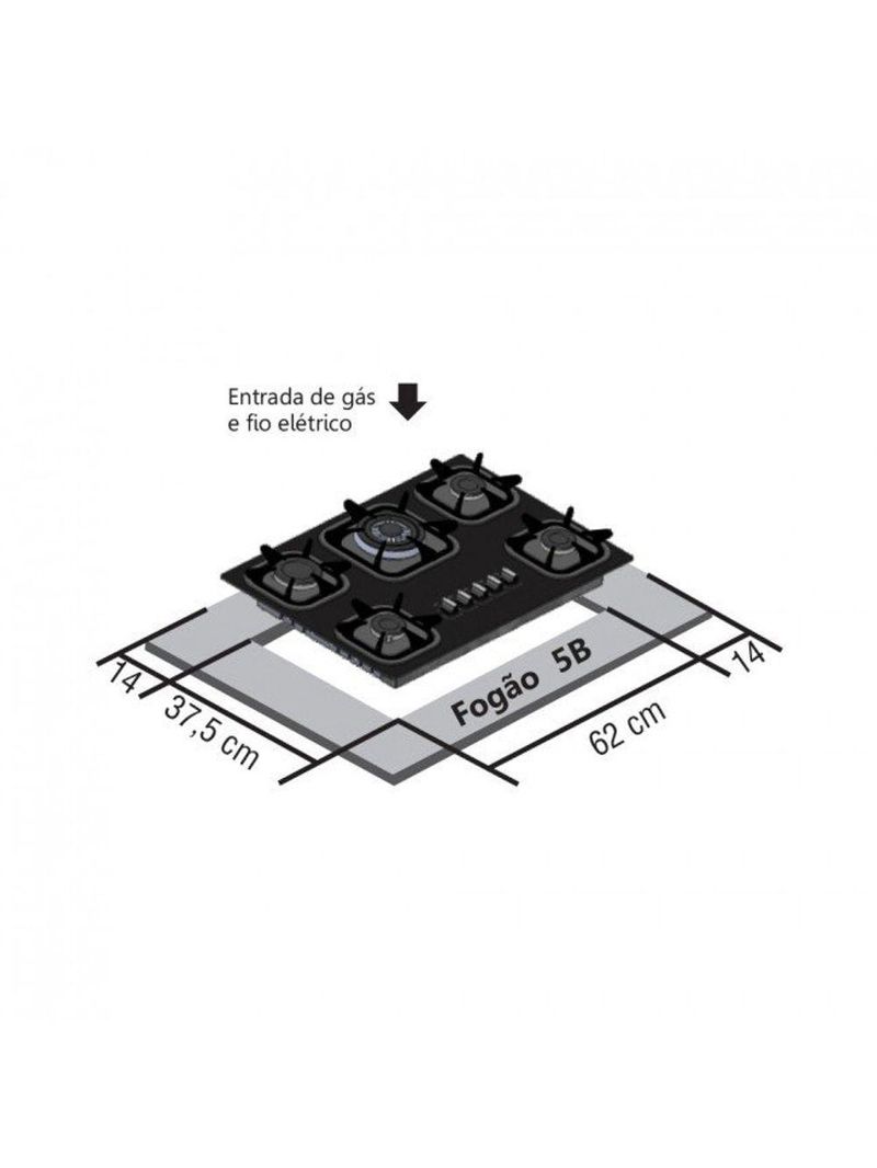 Fogão Cooktop Tripla Chama - 05 Bocas - Mueller Branco