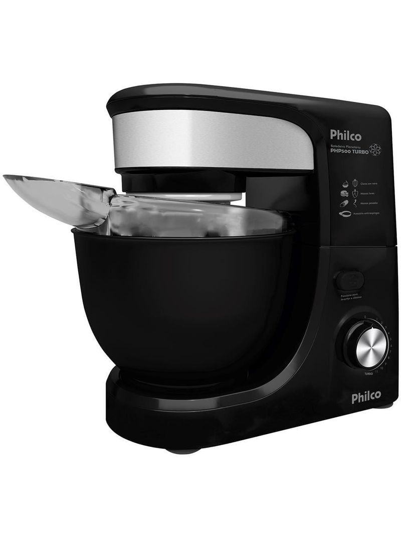 Batedeira planetária philco php500 turbo com 11 velocidades e 500w – preto