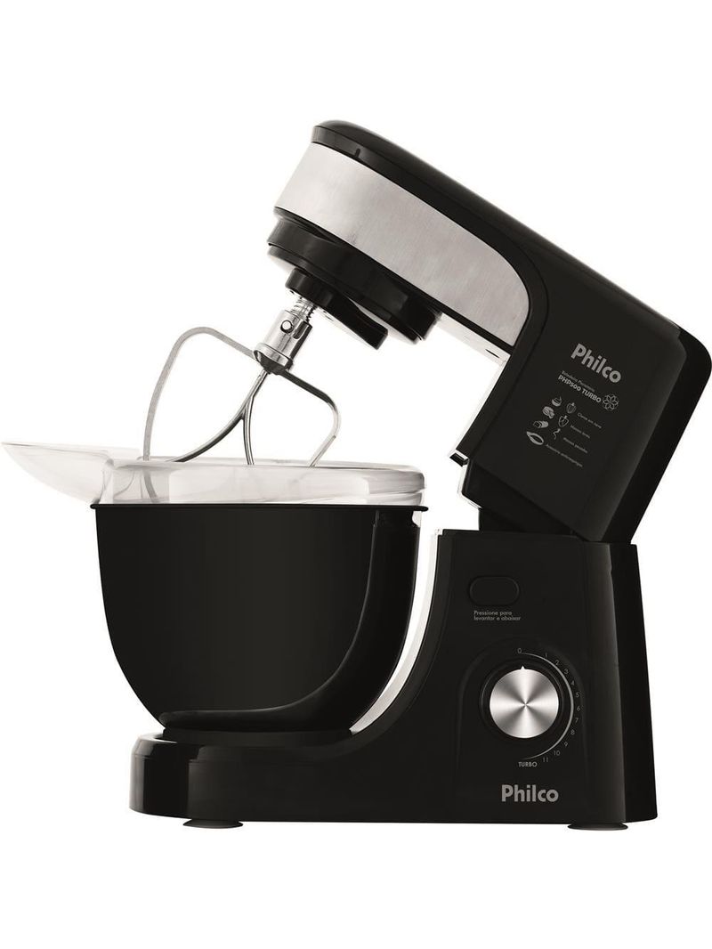 Batedeira planetária philco php500 turbo com 11 velocidades e 500w – preto